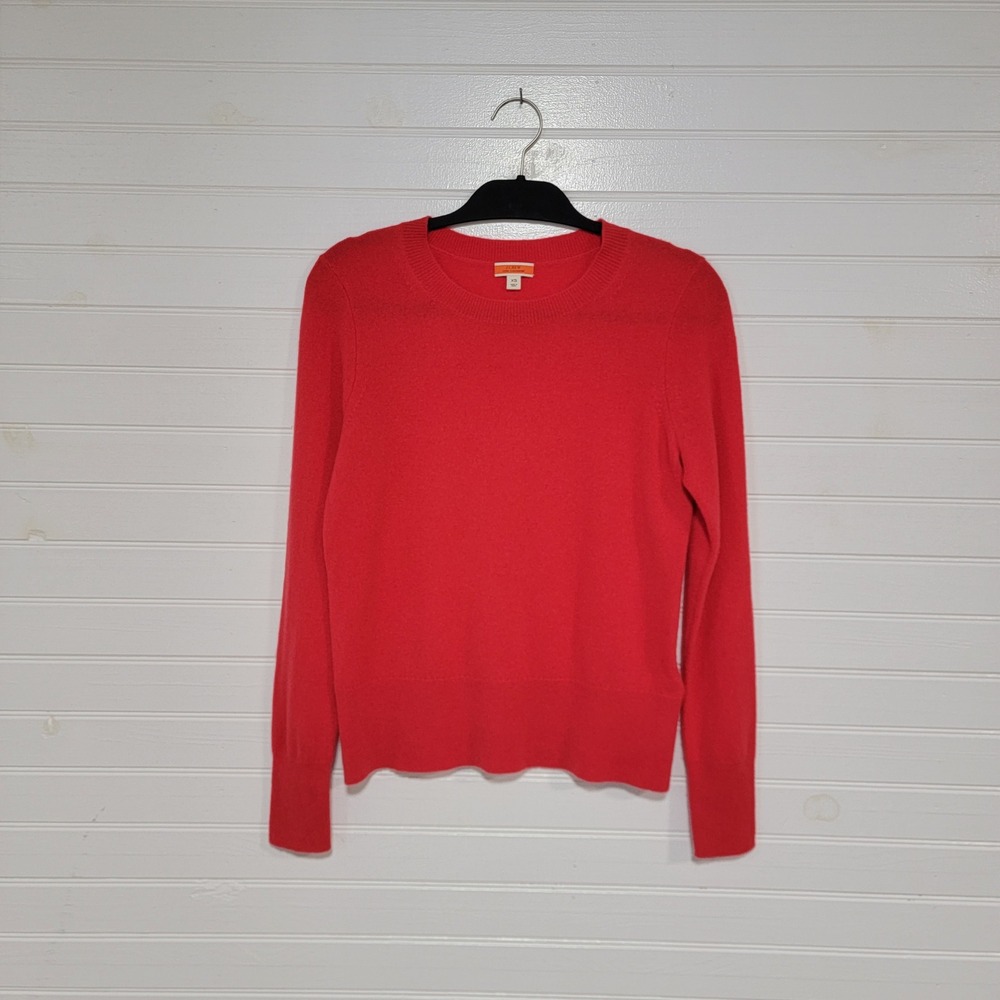 J.Crew Womens 100% Cashmere Crewneck Sweater Red Size XS Relaxed Fit *Flaw*